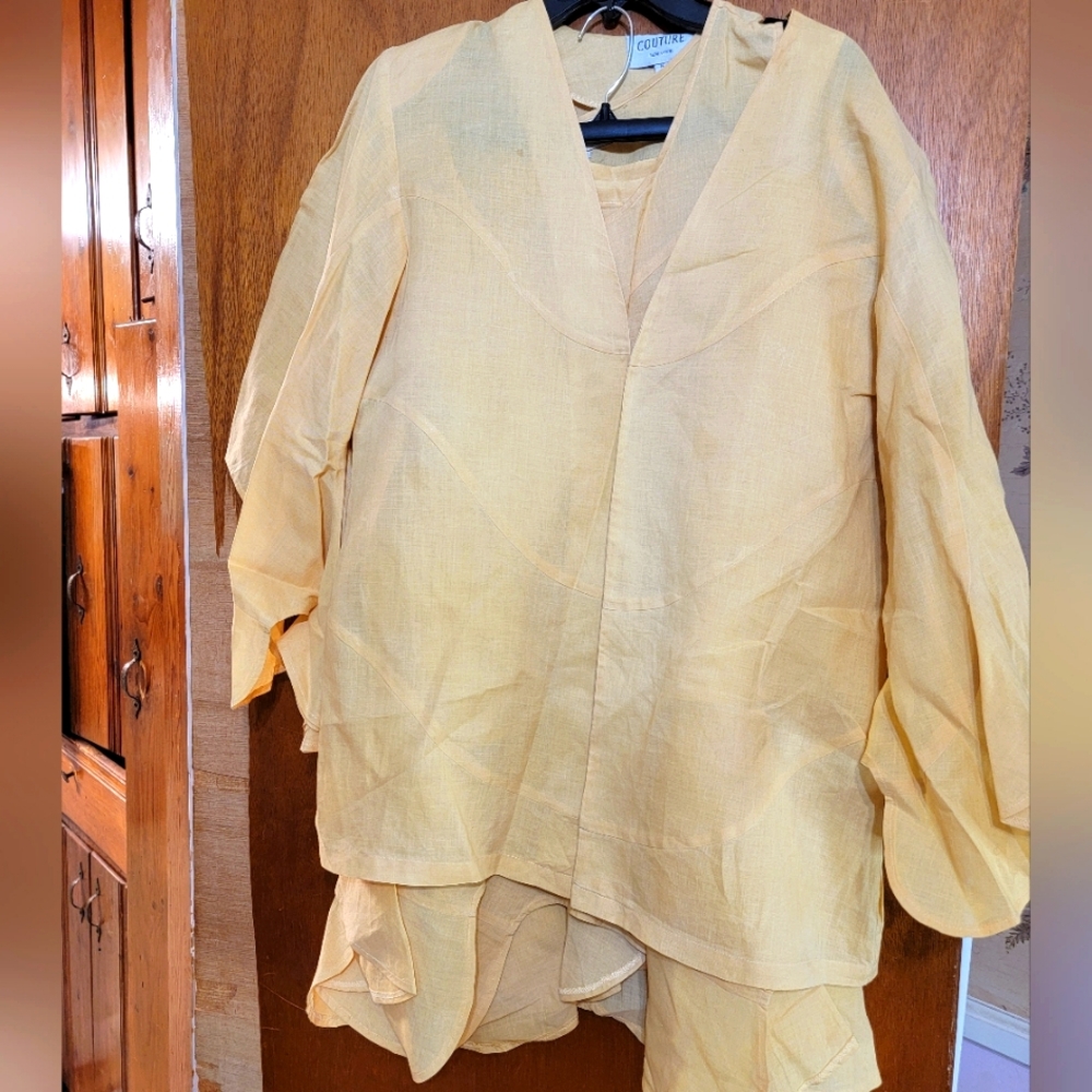 Women's Linen Casual 3-piece Suit - Mustard